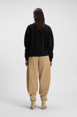 Sudadera en felpa de algod&oacute;n con detalle de logo, Negro