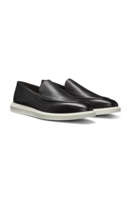 Leather loafers with rubber outsole, Dark Brown