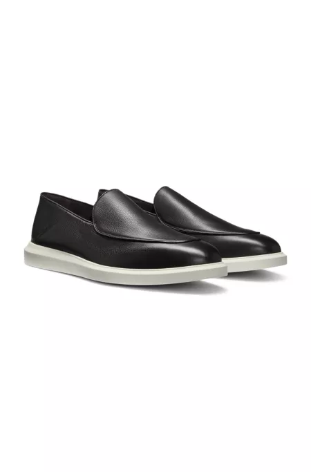 Leather loafers with rubber outsole