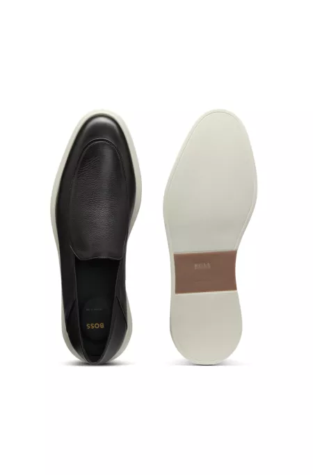 Leather loafers with rubber outsole