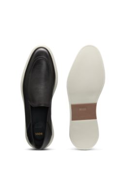 Leather loafers with rubber outsole, Dark Brown