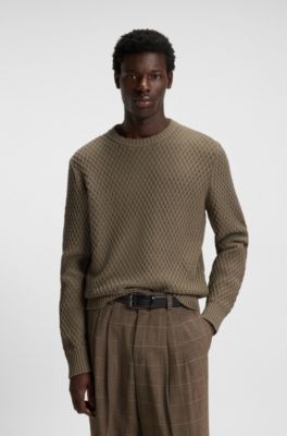 Cotton sweater with 3D knit structure, Grey