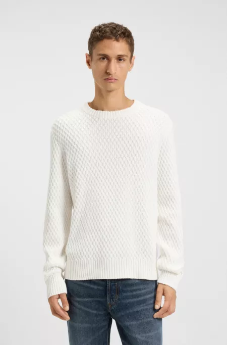 Cotton sweater with 3D knit structure