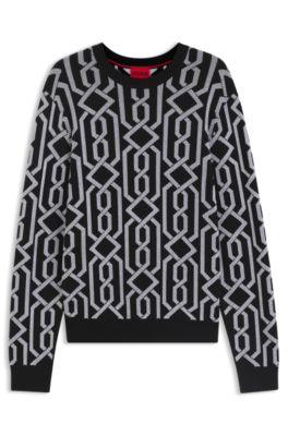 Jersey regular fit con motivo en jacquard, Negro