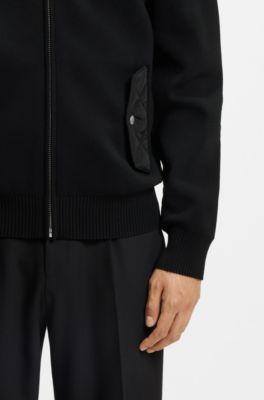 Chaqueta regular fit con mezcla de materiales, Negro