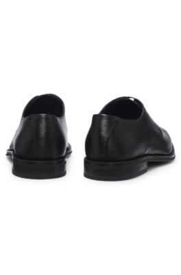 Zapatos Derby de piel lisa con estructura, Negro