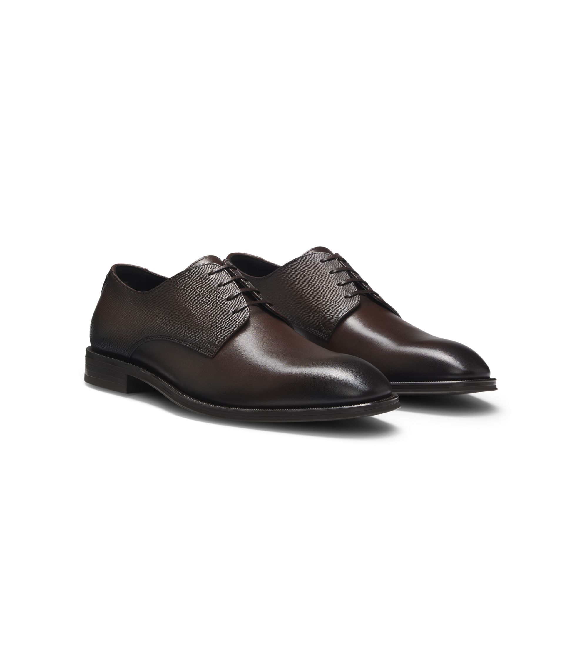 Born Rich Brown Leather Derbys 11 Burnished Brown Leather Derby Shoes – HolloMen main image 2