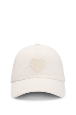 Gorra de sarga de algod&oacute;n con bordado Happy HUGO, Blanco