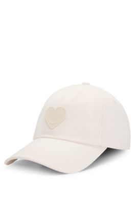 Gorra de sarga de algod&oacute;n con bordado Happy HUGO, Blanco