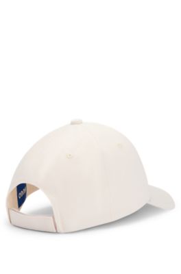 Gorra de sarga de algod&oacute;n con bordado Happy HUGO, Blanco