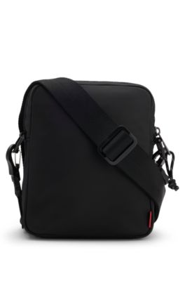 Bolso mensajero de sarga con logo dividido, Negro