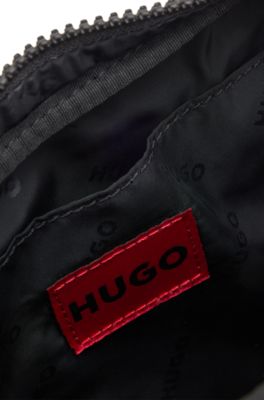 Bolso mensajero de sarga con logo dividido, Negro