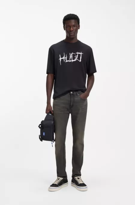 Black slim-fit jeans in stretch denim