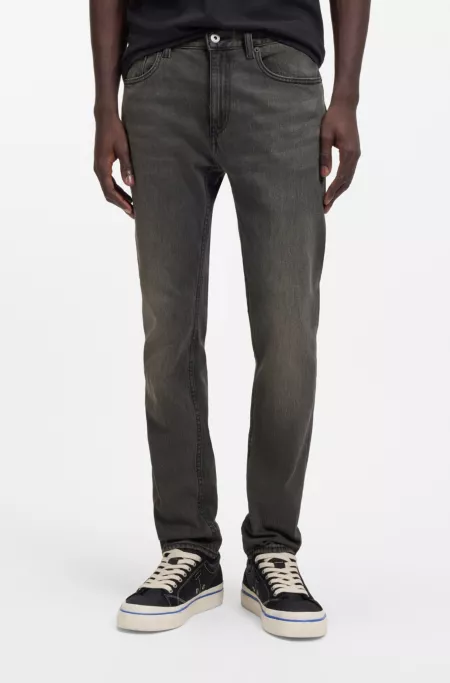 Black slim-fit jeans in stretch denim