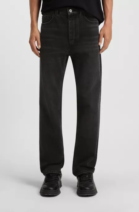 Black regular-fit jeans in rigid denim