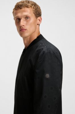 Water-repellent jacket with Double B monogram pattern, Black