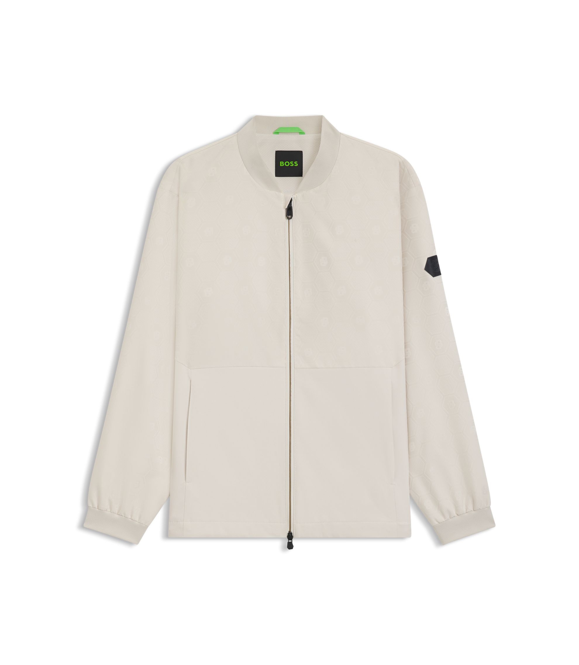 BOSS - Water-repellent jacket with Double B monogram pattern - White