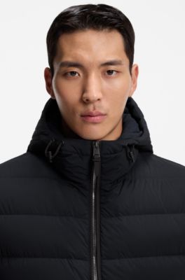 Down-filled jacket with water-repellent finish