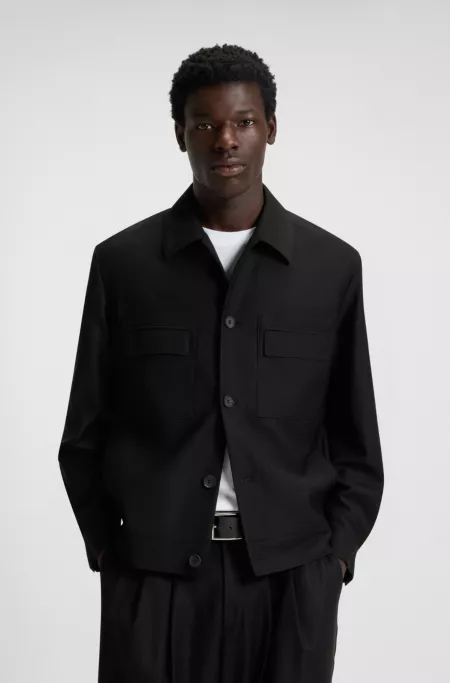 Slim-fit jacket in wool-blend twill