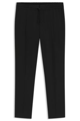 Pantalones slim fit en sarga de mezcla de lana, Negro