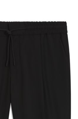 Pantalones slim fit en sarga de mezcla de lana, Negro
