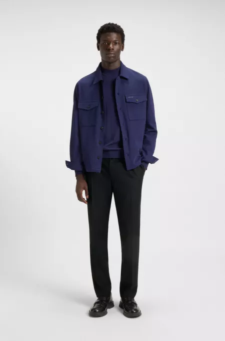Slim-fit trousers in wool-blend twill