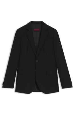 Blazer extra slim fit en sarga de mezcla de lana, Negro