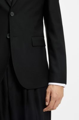 Veste Extra Slim en twill de laine m&eacute;lang&eacute;e, Noir