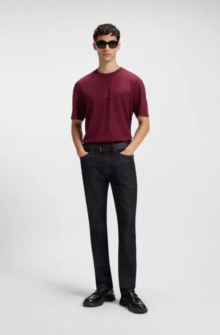 Dark-blue slim-fit jeans in stretch denim