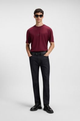 Dark-blue slim-fit jeans in stretch denim, Dark Blue