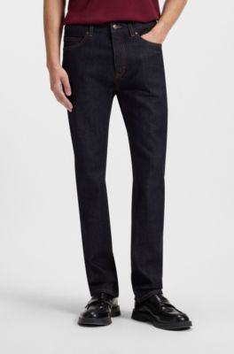 Dark-blue slim-fit jeans in stretch denim, Dark Blue