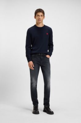 Ash-blue extra-slim-fit jeans in stretch denim, Dark Blue