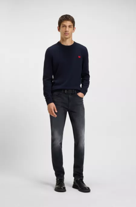 Ash-blue extra-slim-fit jeans in stretch denim