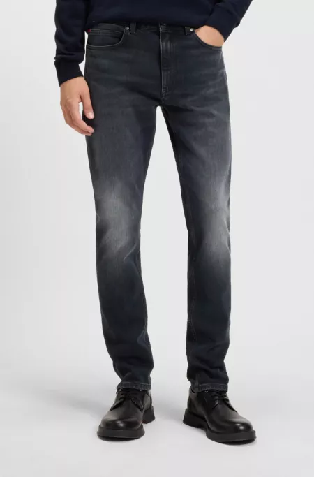 Ash-blue extra-slim-fit jeans in stretch denim