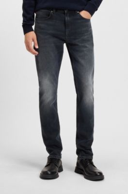 Ash-blue extra-slim-fit jeans in stretch denim, Dark Blue