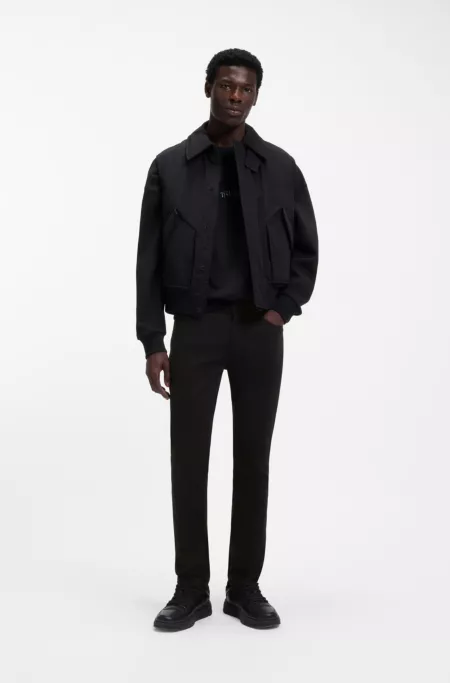 Black extra-slim-fit jeans in satin-touch denim