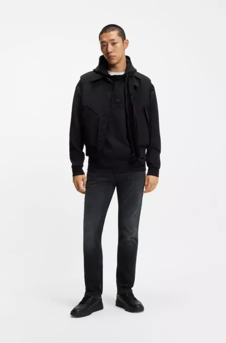 Dark-blue slim-fit jeans in stretch denim