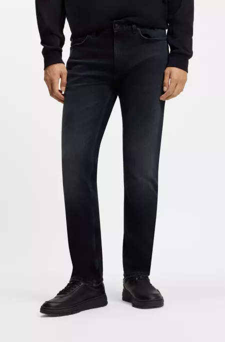 Dark-blue slim-fit jeans in stretch denim