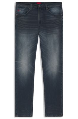 Jeans slim fit en c&oacute;modo denim el&aacute;stico azul de efecto vintage, Azul