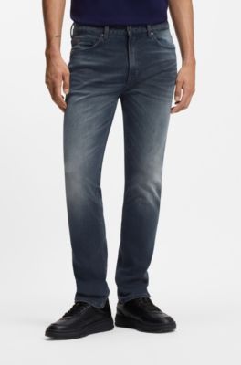 Ash-blue slim-fit jeans in stretch denim, Blue