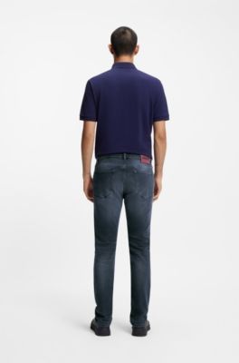 Ash-blue slim-fit jeans in stretch denim, Blue