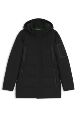 Water-repellent parka jacket with down filling, Black