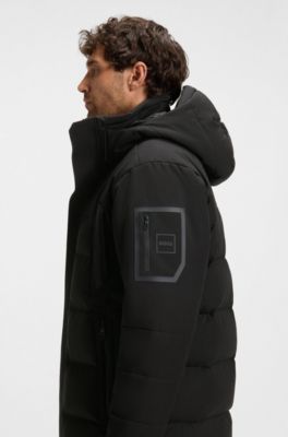 Parka repelente al agua con relleno de plum&oacute;n, Negro