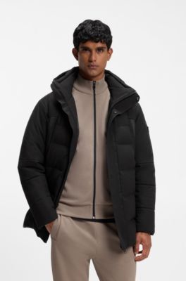 Water-repellent parka jacket with down filling, Black