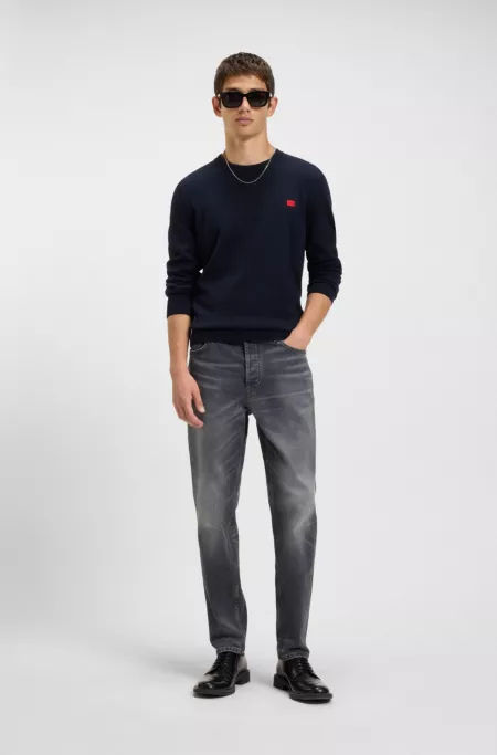 Anthracite tapered-fit jeans in stretch denim