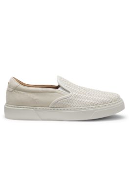 Gary trainers with plain and woven suede, White