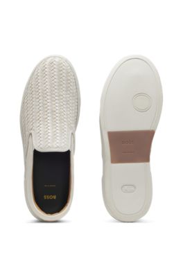 Deportivas Gary sin cordones en ante tejido y liso, Blanco
