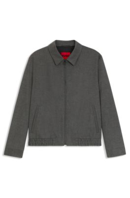Melange slim-fit jacket in stretch flannel, Grey