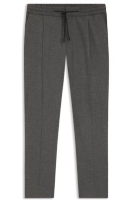 Melange slim-fit trousers in stretch flannel, Grey