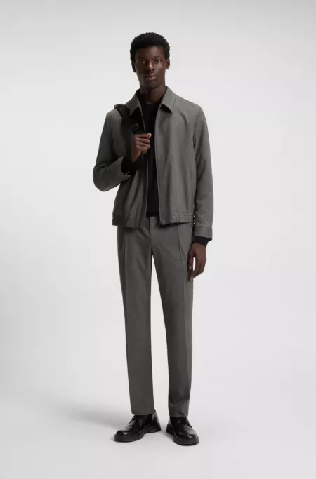 Melange slim-fit trousers in stretch flannel